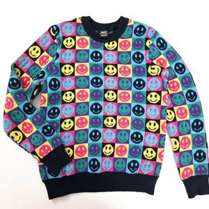 WESC unisex Leon Pop Smiley Knit Sweater Multicolor Checkerboard men M women L